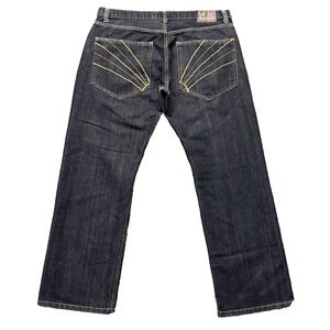 Red Diamond Jeans Mens 40x32 Blue Straight Leg Dark Wash Yellow Stitching Denim